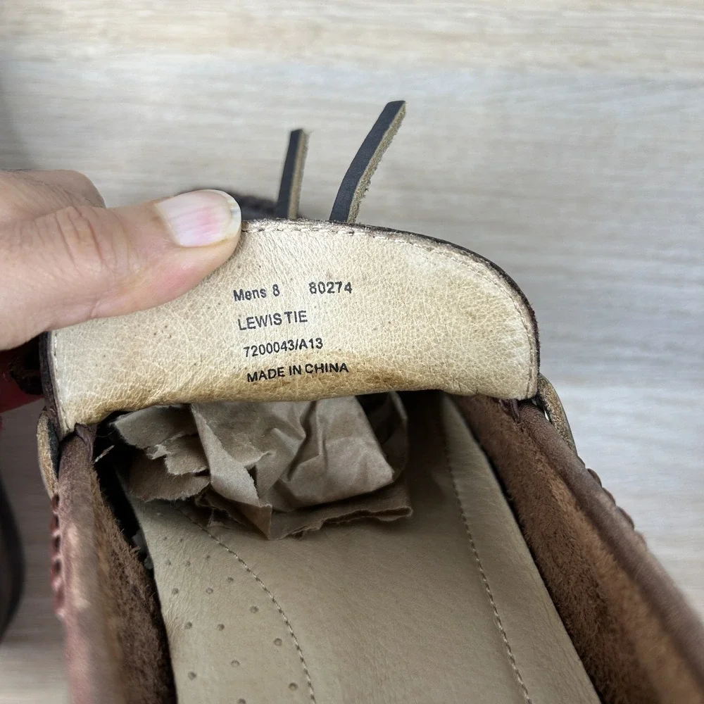 Frye Lewis Tie Shoes Mens Size 8 Brown Leather Moccasin Loafers‎ Casual Comfort